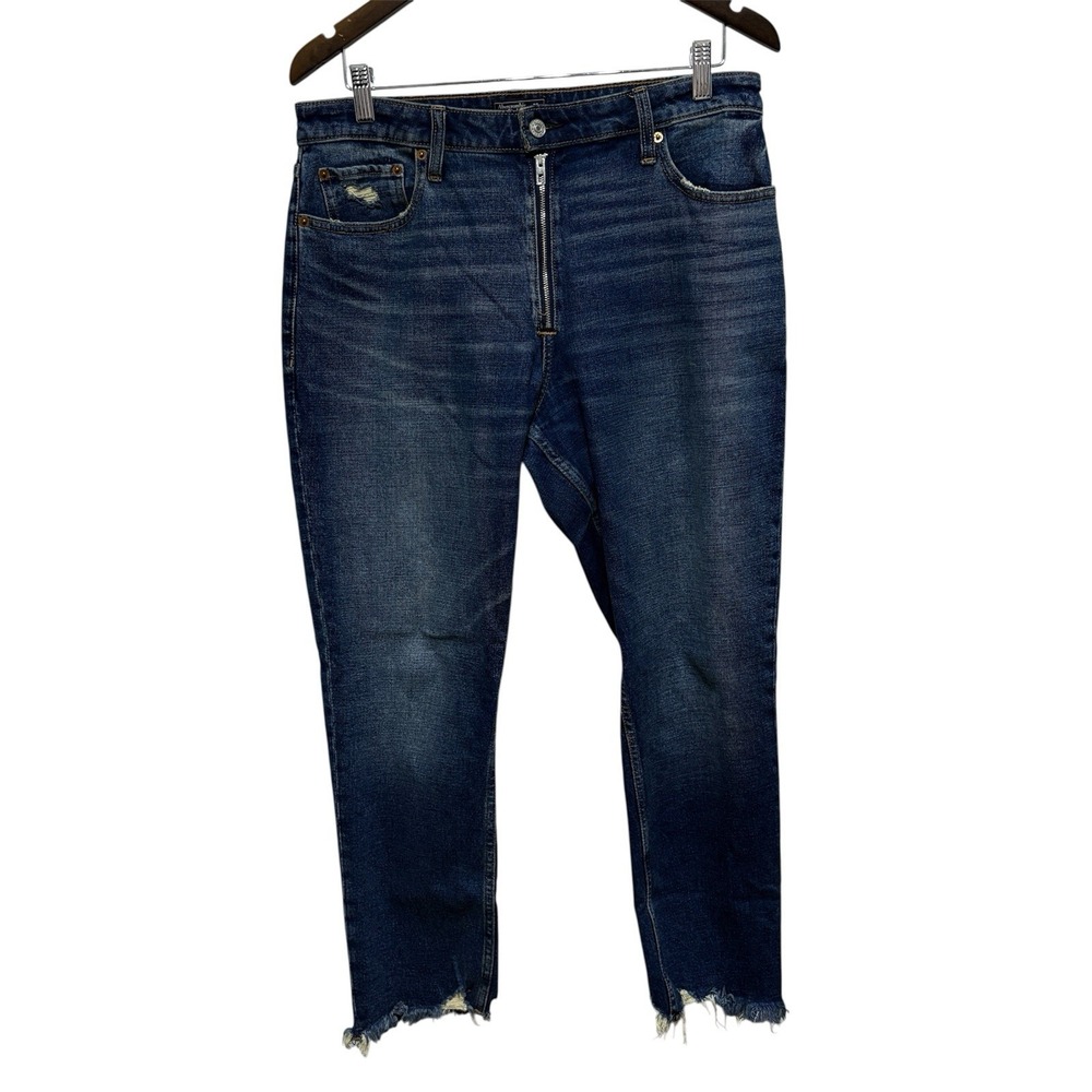 Abercrombie Fitch Jeans Womens 14 Simone High Rise Slim Ankle Raw Hem Distressed
